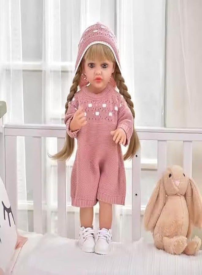 VIKINGS 22" Real Fashion Doll for Girls, Full Silicone Body Musical Reborn Baby Doll, Big Size Realistic Newborn Baby Doll with Cloth, Nipple Bottle for Age 3+ Kids Birthday Christmas (Multicolor) - Image 1